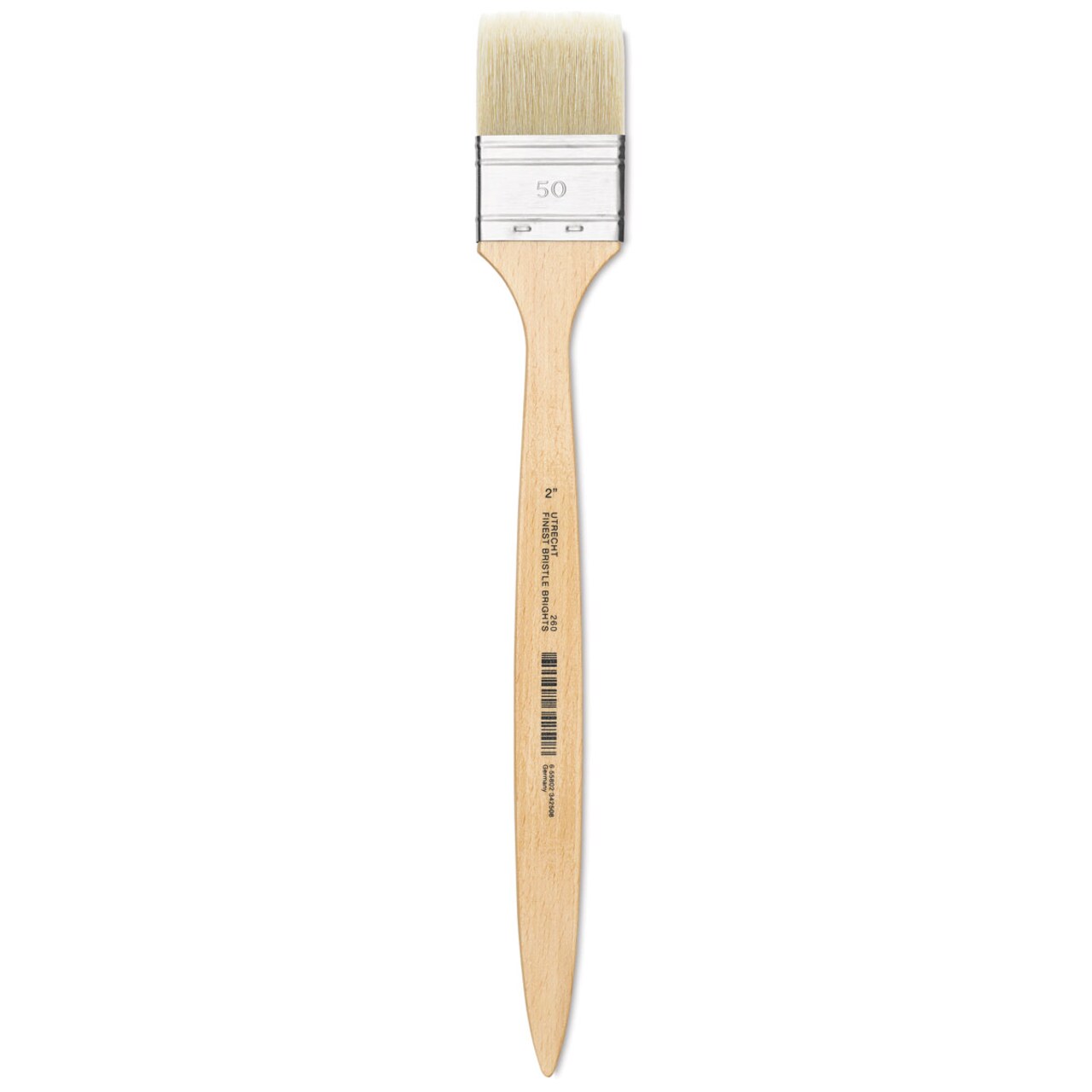 Utrecht Rhenish Pure Hog Bristle Brush - Extra Large Flat, Size 2", Long Handle